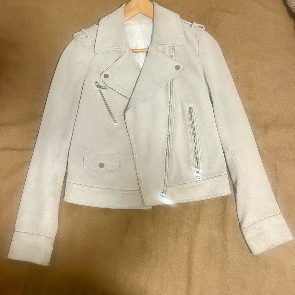 Women's Cream Suede Biker Jacket